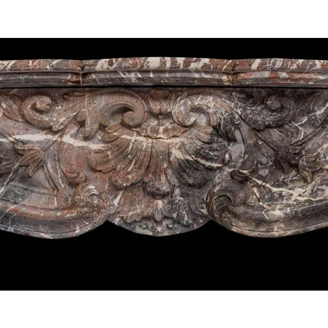 19th Century Louis XV Style Soft Rouge Marble Fireplace Surround For Sale - Image 4 of 7