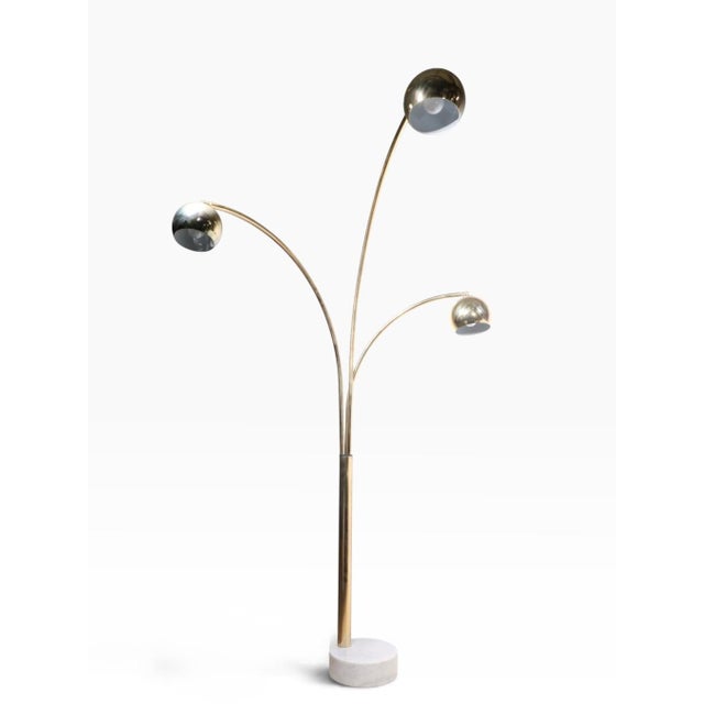 1970s Space Age Brass and Marble Arc Floor Lamp For Sale - Image 11 of 18