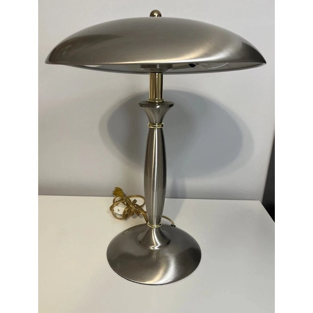 Vintage MCM Space Age Chrome Table Lamp W/Mushroom Shade | Chairish