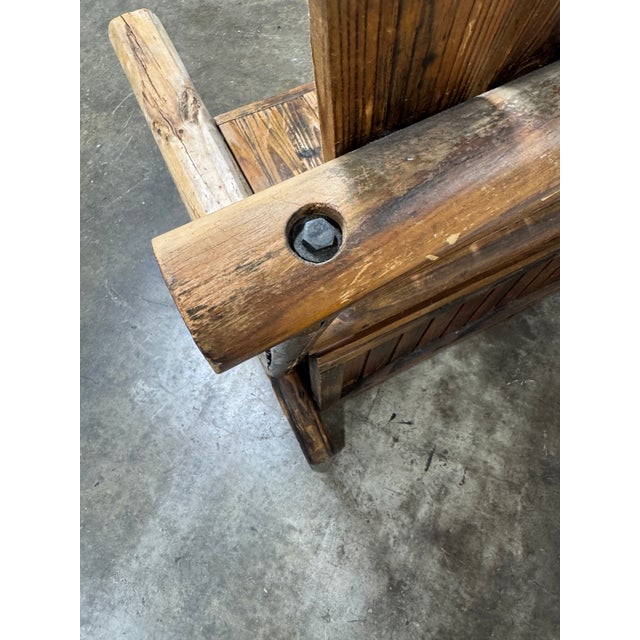 Wood Vintage Rustic Log Adirondack Style Bench With Storage For Sale - Image 7 of 7