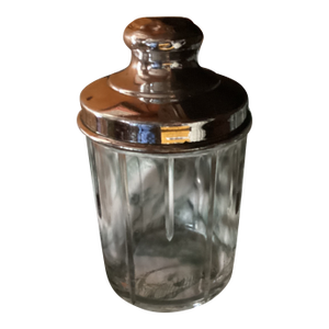 1920-30 Hoosier Pressed Glass Cannister and Chrome Lid With Knob