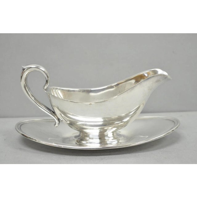 Vintage Gorham Y430 Victorian Silver Plated Gravy Sauce Boat W / Dish For Sale - Image 10 of 10