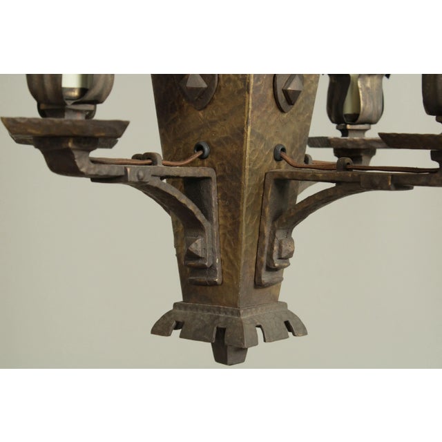 Antique Arts and Crafts 4 Light Chandelier For Sale - Image 10 of 13