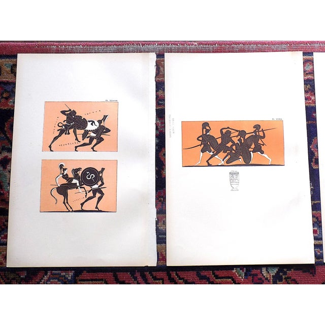 This set of three (3) large hand finished antique early 19th century neoclassical chromolithographs (each color laid in w/...