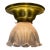 Small Holophane Shade on Satin Brass Semi Flush Light Fixture For Sale