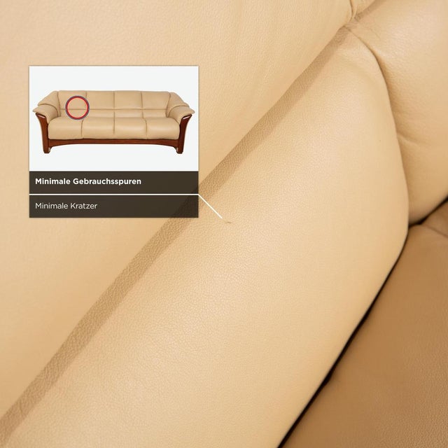 Oslo 4-Seater Sofa in Beige Leather and Wood from Stressless For Sale - Image 9 of 15
