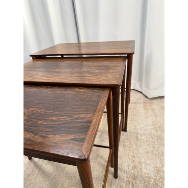 1960s Danish Modern Rosewood Nesting Tables by Poul Jeppesen – Set of 3 For Sale - Image 10 of 12