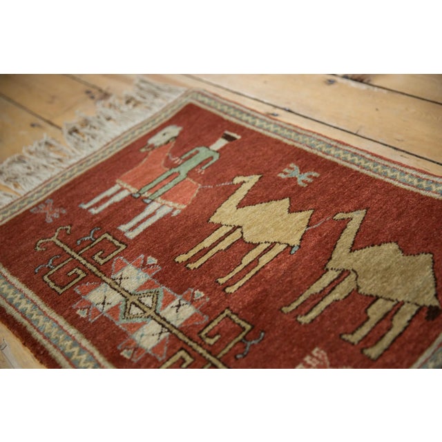 Figurative Vintage Pictorial Armenian Herdsman Design Square Rug Mat - 1'10" X 2'5" For Sale - Image 3 of 10