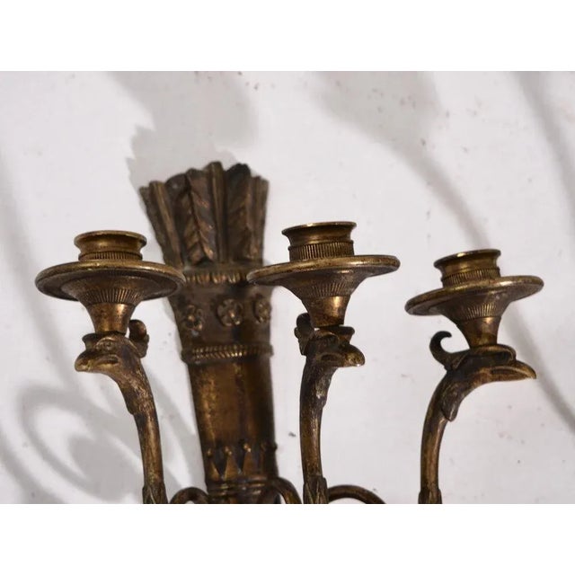 Bronze Wall Lamps, 19th-Century, Set of 2 For Sale - Image 3 of 7