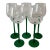 Set of 5 Vintage Tall Green Wine Glasses For Sale