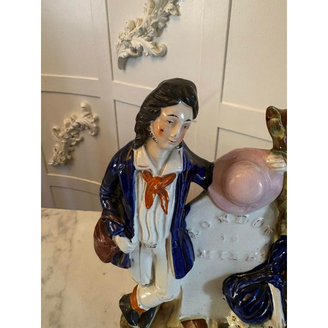 Ceramic Antique Pottery Spill Vase Man and Woman Figure from Staffordshire, 1900 For Sale - Image 7 of 9