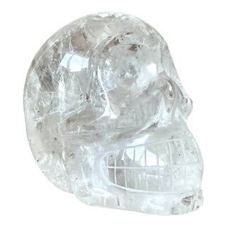 Vintage Boho Carved Rock Crystal Skull For Sale