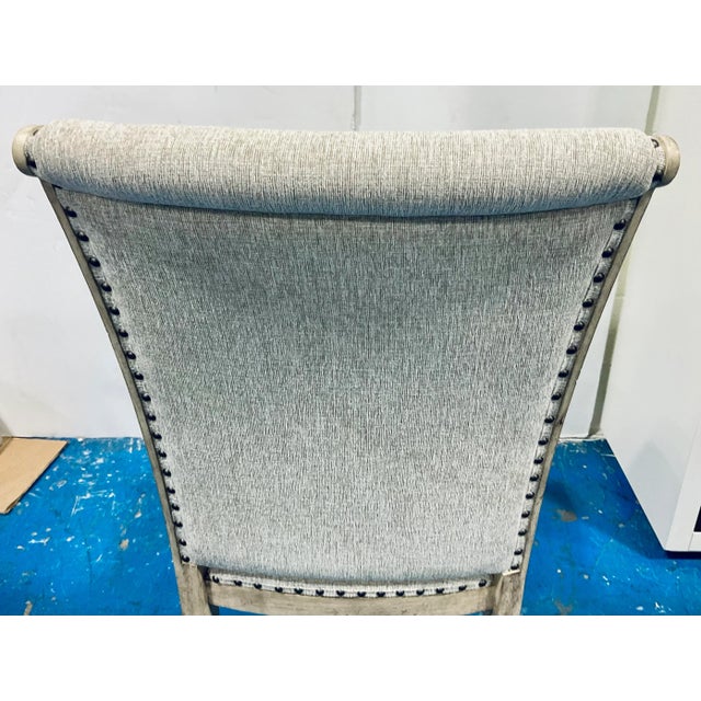 Transitional French Style Linen Dining Side Chairs Set of 8 For Sale - Image 10 of 10