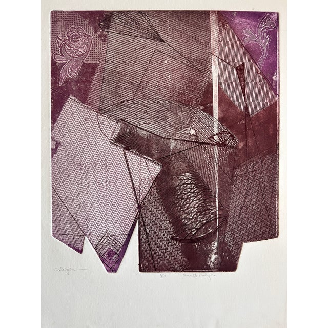 Mid-Century Modern Large Midcentury Modern Abstract Etching Art Print Signed Annette Robyns For Sale - Image 3 of 4