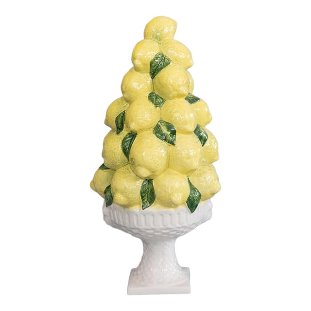 Mid 20th Century Italian Majolica Lemon Topiary For Sale