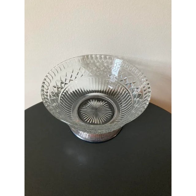 Early 20th Century English Art Deco Crystal Glass and Silver Centerpiece Bowl, Circa Early 20th Century For Sale - Image 5 of 12