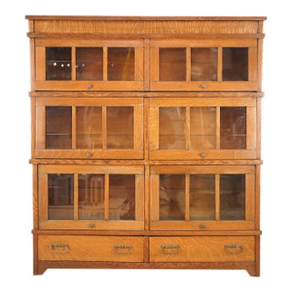 Vintage Arts & Crafts Six Section Barrister Bookcase For Sale