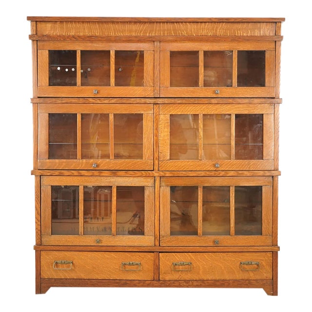 Vintage Arts & Crafts Six Section Barrister Bookcase For Sale