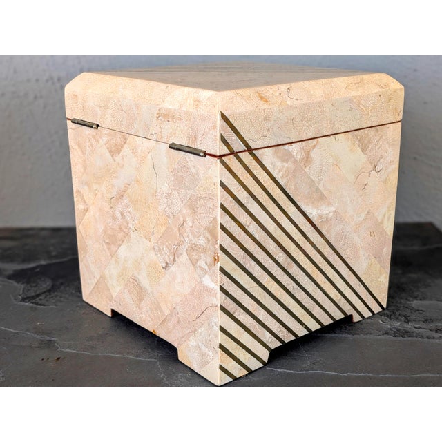 1970s Vintage Casa Bique Tessellated Stone and Brass Box For Sale - Image 5 of 12