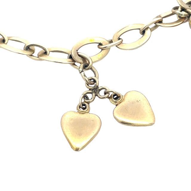 Vintage 14k Yellow Gold Multi Charm Bracelet For Sale - Image 4 of 7