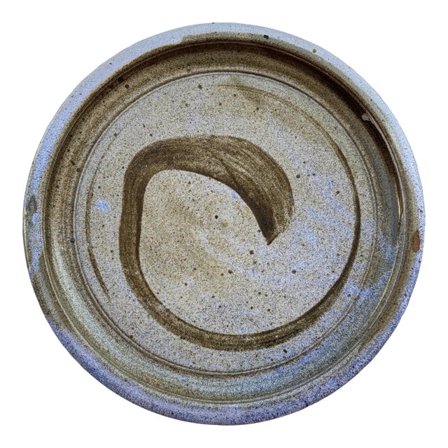 Modernist Mid-Century Stoneware Charger Signed by Waterman For Sale