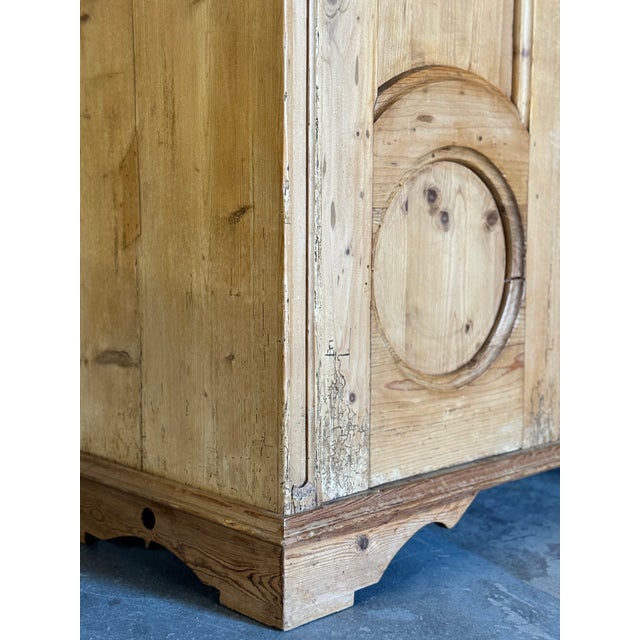 19th Century French Provincial Pine Armoire W/ Carved Details and Internal Drawers | Circa 1860 For Sale - Image 9 of 18