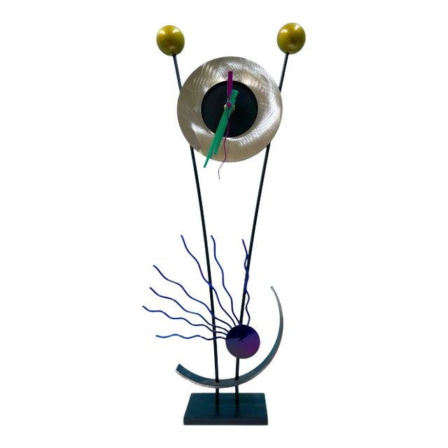 1990s Post Modern Sculptural Clock in the Style of Sottsass For Sale