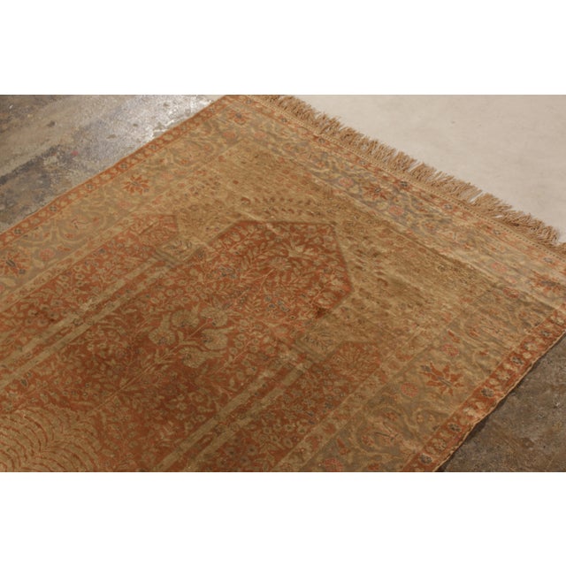 Traditional Antique Kayseri Rug in Orange Golden Floral Medallion Pattern For Sale - Image 3 of 10