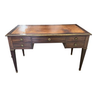 Fine 19th Century French Louis XVI Solid Mahogany Writing Desk. For Sale