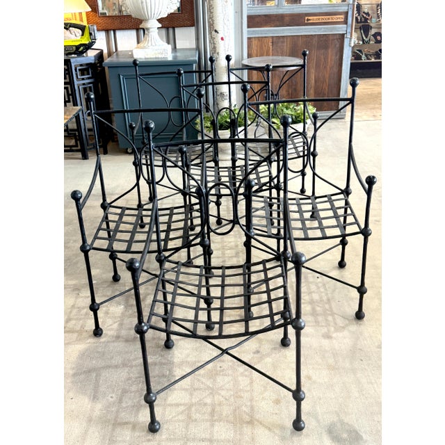 Modern Set of Six Italian Wrought Iron Armchairs, Attributed to Mario Papperzini, 1960s For Sale - Image 3 of 18