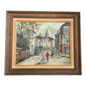 1950’s Original Impressionist Paris Street Scene Cityscape Painting