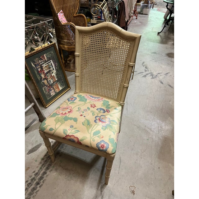 1970s Caned Back Chair With Floral Cushion For Sale - Image 4 of 6