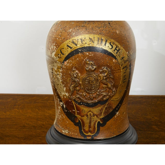 English Pair of 1880s English Stoneware with Coat of Arms Made into Wired Table Lamps For Sale - Image 3 of 8