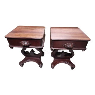 Mid 20th Century Pair Carl Forslund Cherry Lyre Tables For Sale