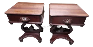 Mid 20th Century Pair Carl Forslund Cherry Lyre Tables