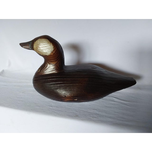 Farmhouse Vintage Hand Carved Wood Duck Decoy, Primitive, Signed For Sale - Image 3 of 6
