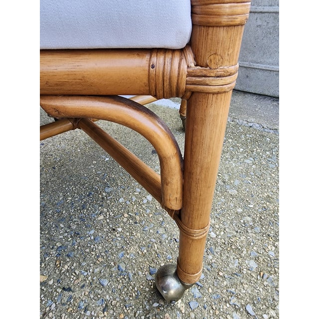 Mid 20th Century Chinese Chippendale Style Rattan Barrel Dining Chairs and Table - Set of 5 For Sale - Image 9 of 12