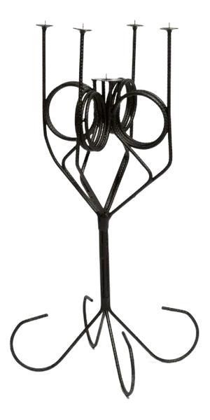 Vintage Iron Floor Candleholder for 5 Candles
