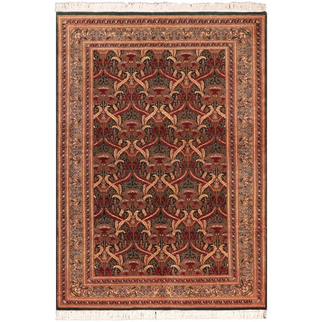Elegant 1990's Pak-Persian Green/Gold Wool Rug - 5'5'' X 8'1'' For Sale - Image 9 of 9