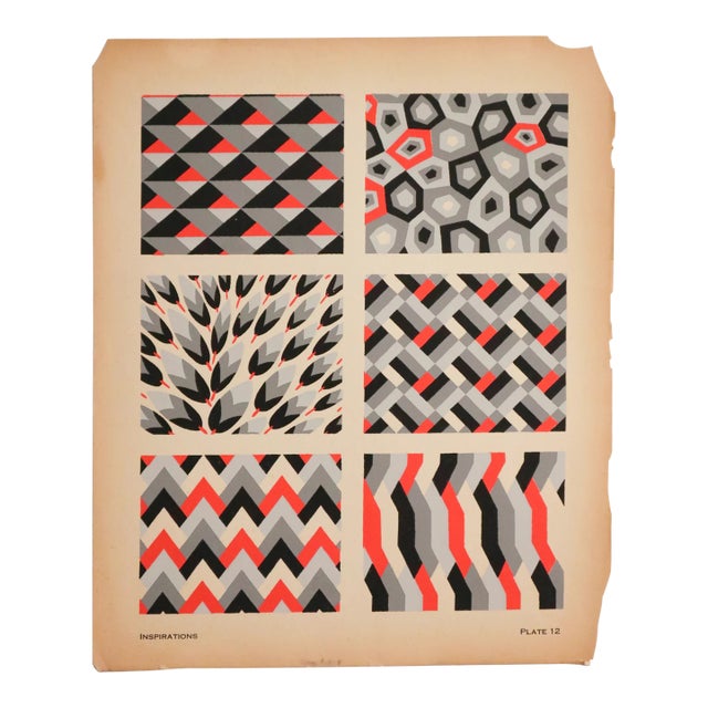 1928 American Botanical Design Pochoir, Inspirations (Book B, Plate 12), André Durenceau For Sale