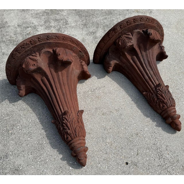 Vintage Neoclassical Acanthus Architectural Wall Corbels, Pair For Sale - Image 4 of 14