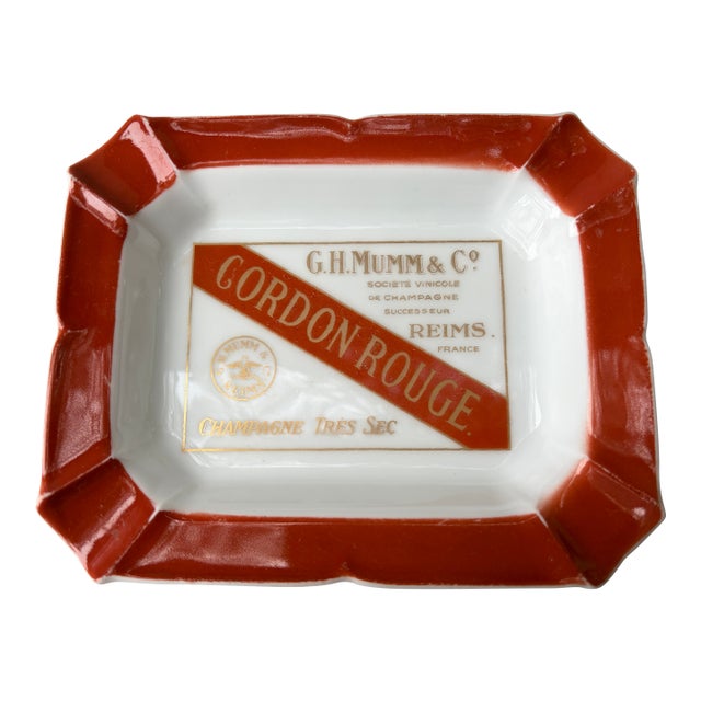 Vintage Porcelain French Gordon Rouge Champagne Catchall Ashtray For Sale