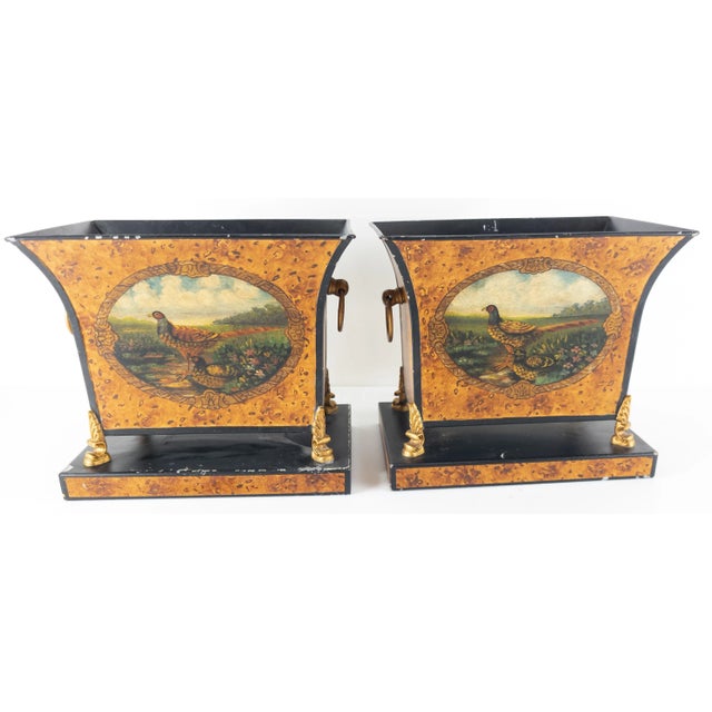 Late 20th Century Late 20th Century Contemporary Tole Painted Planters For Sale - Image 5 of 10