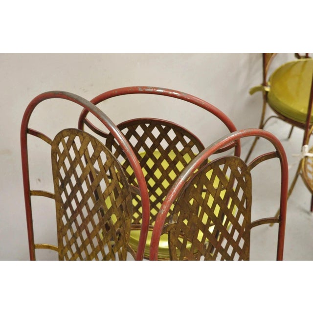 Vintage Italian Hollywood Regency Iron Gold Gilt Lattice Dining Set - 7 Pc Set For Sale In Philadelphia - Image 6 of 14
