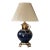 1950s Brass and Indigo Blue Porcelain Lamp With Shade For Sale