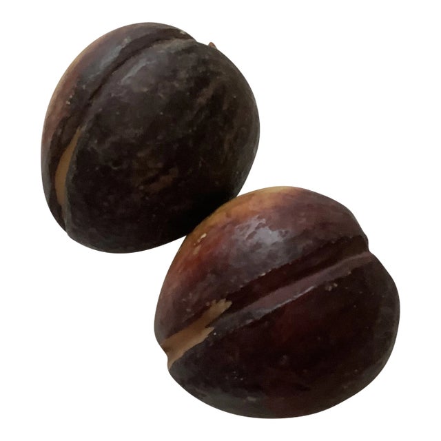 Early 20th Century Italian Alabaster Stone Red Plums - a Pair For Sale