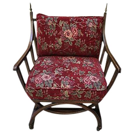 Red Floral Barrel Chair | Chairish