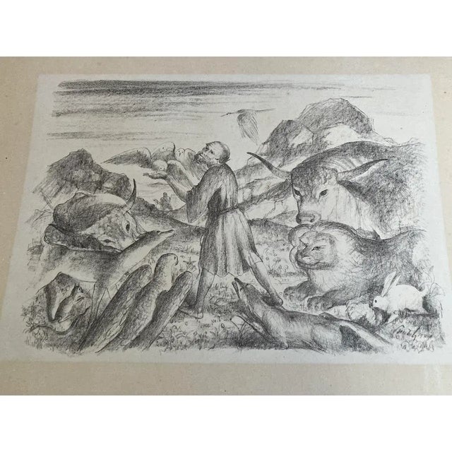 Francis Preaches to the Animals (Saint Francis of Assisi) Lithograph by Walter Teutsch (German/Romanian, 1883–1964) c.1924 For Sale - Image 9 of 10