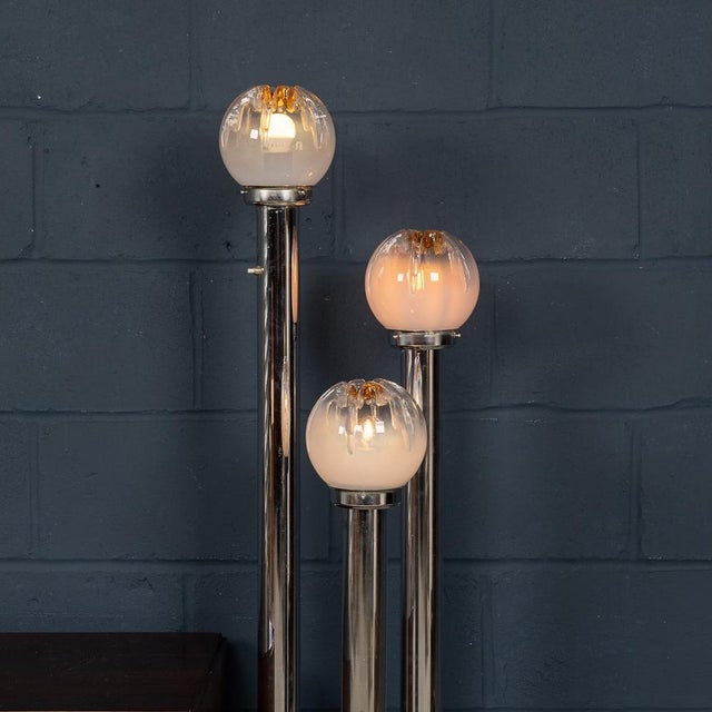 Metal 20th Century Italian Chrome and Glass Floor Lamp by Mazzega, 1970 For Sale - Image 7 of 18