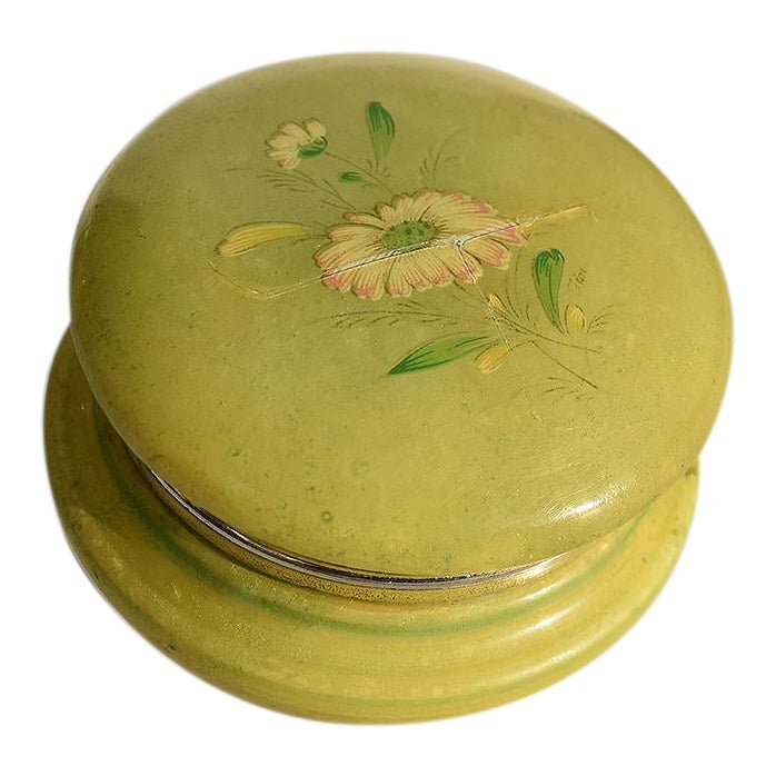 Italian Green Alabaster Floral Hinged Trinket Box Chairish